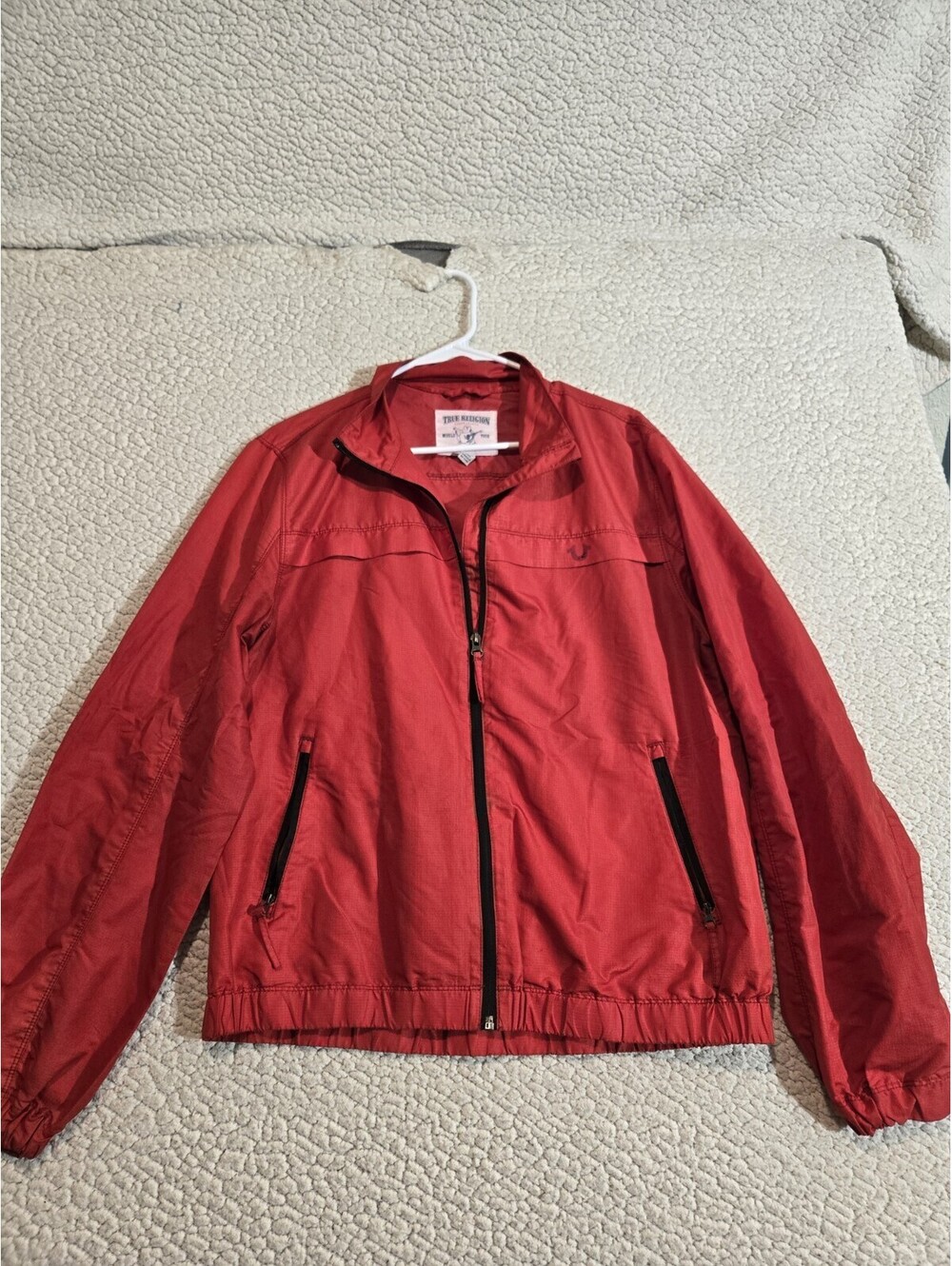 true religion windbreaker Sz M Red W/ Black World Tour Streetwear Grunge